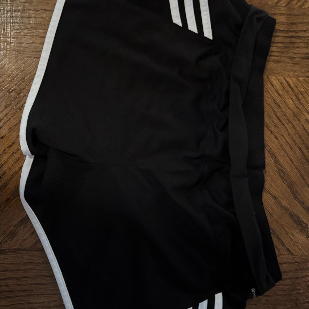 adidas Black Athletic Shorts with White Stripes
